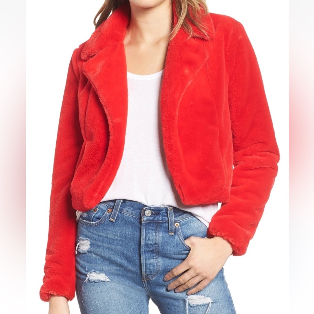 Revolve BLANKNYC Siren Faux Fur Jacket in Red Size Medium